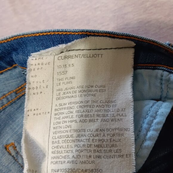 Authentic Designer Current/Elliott Jeans Light Denim The Fling Submarine Size 26 - Picture 7 of 7
